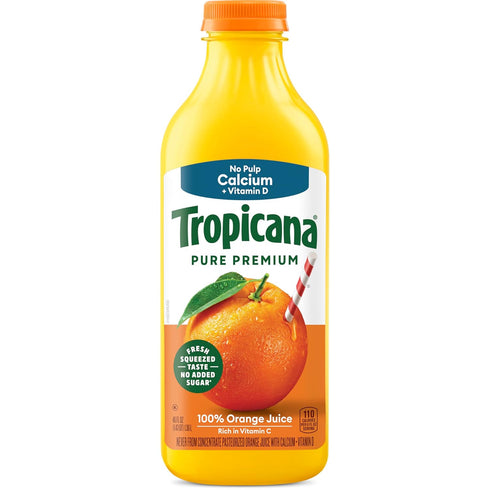 Tropicana Pure Premium 100% Orange Juice, No Pulp, Calcium and Vitamin D,