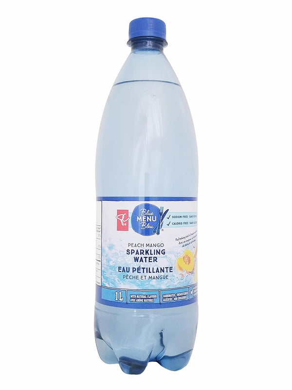 President Choice PC Blue Menu Peach Mango Flavored Sparkling Water, 1L/35.2 fl oz