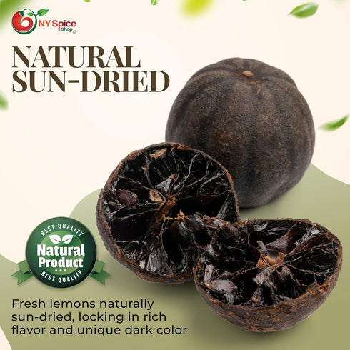 3 NY Spice Shop Whole Dried Black Lemons - Pound Citrus limon - Natural Sun-Dried Loomi - Tangy Citrus Pods for Middle
