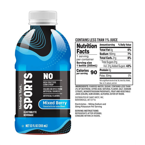 MEMBERS MARK Pack, 12 (Pack 24) Member's Mark Sports Drink Variety Fluid Ounce