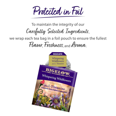 18 0.9 (Pack 6) Bigelow Whispering Wildflowers Herbal Tea Plus L-Theanine, Supports Stress Relief & Relaxation