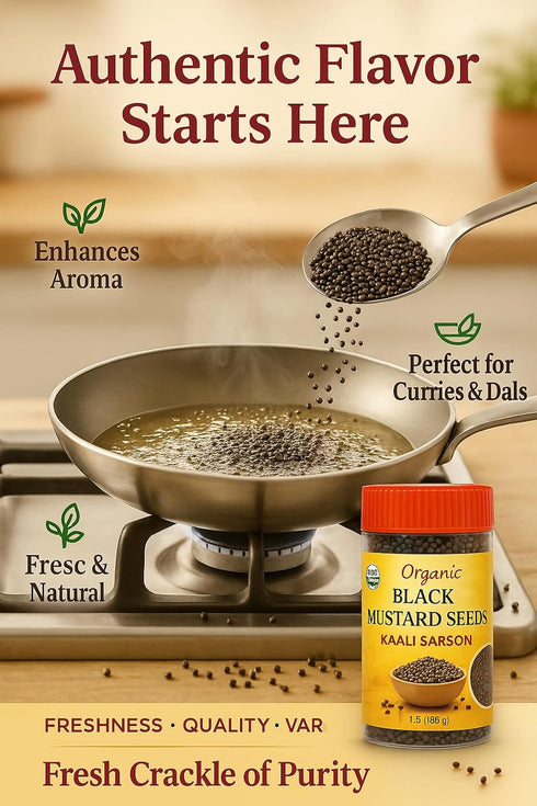 5.3 oz packed Darsa Organics Black Mustard Seeds - Premium Quality USDA Organic Certified Black Mustard Seeds