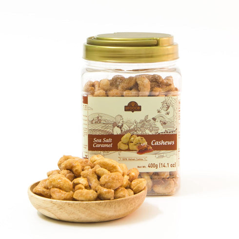 LAFOOCO Sea Salt Caramel Cashews, Vietnam Cashews, Lightly Salted, Sweet Tasty Snack,