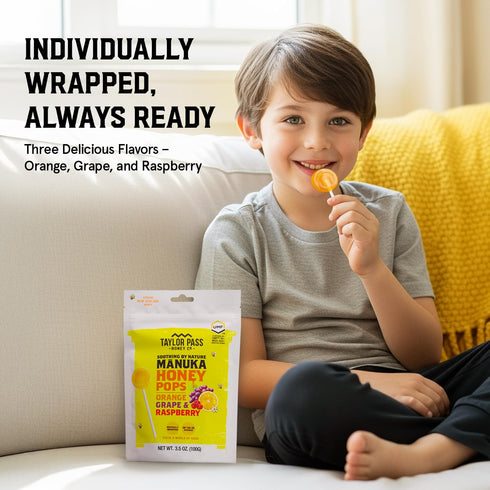 10+ Immune 13 Taylor Pass Honey Co Mnuka Honey Pops UMF | Manuka On-the-Go Lollipops for Kids & Adults | Sore Throat