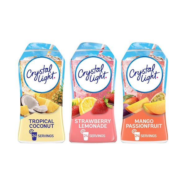 Crystal Light Tropical Coconut, Mango Passionfruit, Strawberry Lemonade Variety Pack Liquid Drink