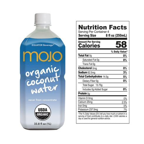 1043 33.8 Oz (Pack 6) MOJO Organic Coconut Water | Hydration Drink & Sports Drink | Electrolytes Beverage mg | Vitamin