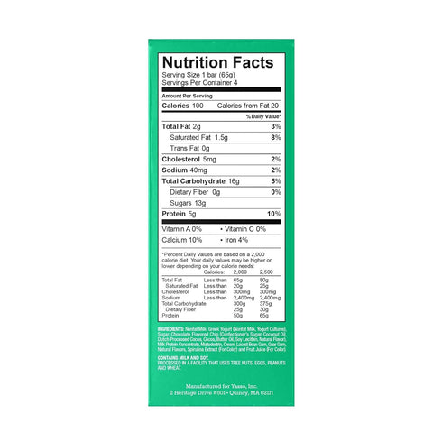 Frozen 4 Count, 14 YASSO Mint Chocolate Greek Yogurt Bar FZ