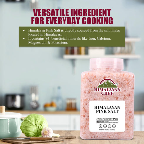 5 lbs 2-Pack Himalayan Chef Coarse Pink Himalayan Salt, - Pure, Natural, Mineral-Rich, Kosher, Ideal for Grinder