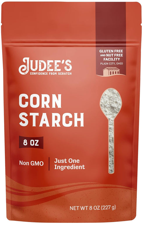 Judee’s Corn Starch 8 oz - 100% Non-GMO, Gluten-Free, Nut-Free, Great Thickener for Sauces, Soups, Gravies, Lightens