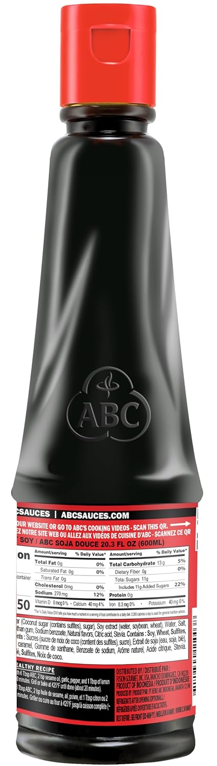 ABC Sweet Soy Sauce – 20.3 Fl Oz (2 Pack) – Vegan Black Dark Soy Glaze for BBQ Marinade, Dip, Stir Fry