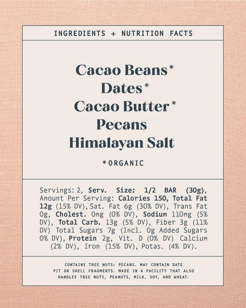 Mulberry, 2.1 Spring & Date Pecan Date Sweetened Chocolate Bar, Ounce