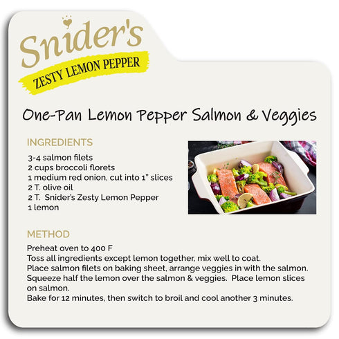 Snider's Zesty Lemon Pepper Seasoning, 5.5 oz - Premium Spice Blend for Chicken, Fish, and Veggies