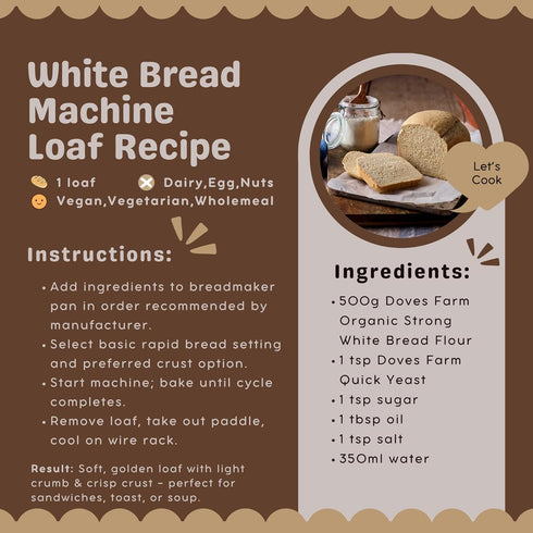 3.3 lb 1.5 (Pack 2) Doves Farm Organic Strong White Bread Flour / kg of - High Protein British Baking Flour for Bread