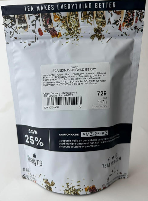 Tealyra Scandinavian Wild Berry Health Tonic, Black Currant, Goji Berry, Hibiscus Loose Leaf Tea, 112g (4-ounce)