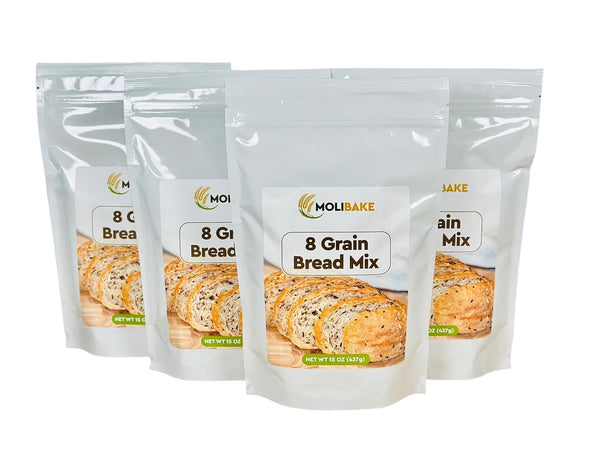 Molibake 8 Grain Bread Mix Pack of 4 - All-Natural Multigrain Baking