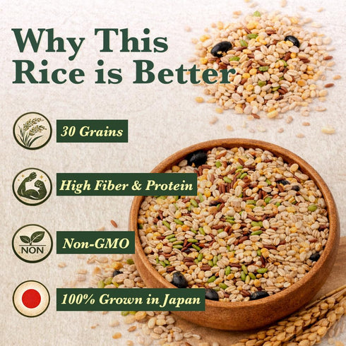 Store 30-Grain (240g) Multigrain Rice Mix from Japan Mixed Grains Blend with Barley, Beans & Sesame for Buddha Bowls
