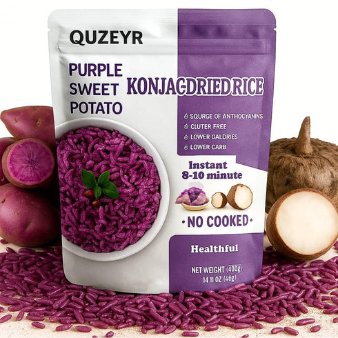 Dried Ube Konjac Rice 14.11OZ Purple Sweet Potato Shirataki Rice Alternative Low