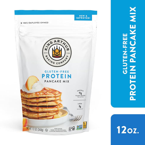 12 Oz (Pack 6) King Arthur Flour Gluten Free Protein Pancake Mix, Non-GMO Project Verified, No Sugar Added, Non-Dairy