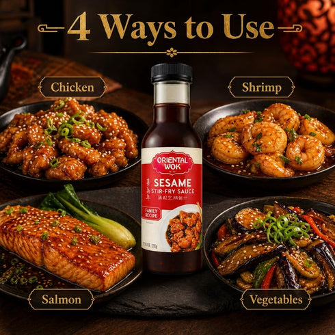 14 oz (2 Pack) Oriental Wok Gourmet Sesame Stir-Fry Sauce, Blend of Sweetness and Umami Family Sauce, Ideal