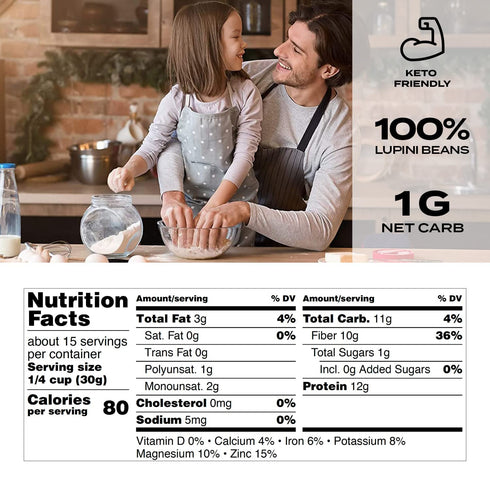 100% -16 (Pack 3) Aviate Lupini FLOUR - Keto & Vegan Friendly Superfood - Non-GMO, Gluten Free, Lupin Flour Keto, High