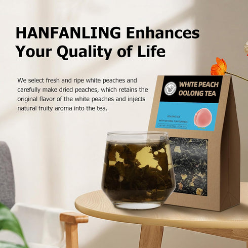 HANFANGLING White Peach Oolong Tea, Refreshing, Caffeine Alternative, Fresh Sweetness of White Peach and Aromatic Taste