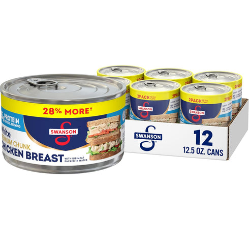 Swanson White Premium Chunk Chicken Breast with Rib Meat in Water, 12.5
