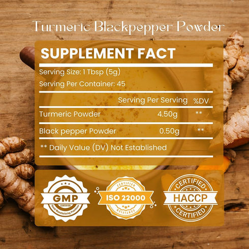 Turmeric Curcumin with Black Pepper Powder, 227g (8oz) Instant Drink Mix Powder Turmeric Curcumin