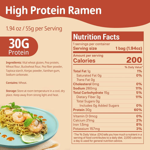 10-Pack (30g) 8 PackLow Konjac Jelly Pouch Drinkable Strawberry Flavor and High Protein Ramen Noodles Plain, Fat