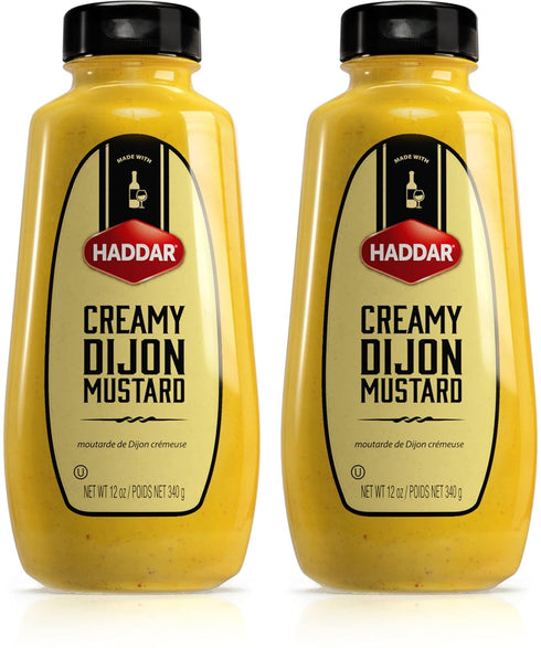 Haddar Dijon Mustard 12oz (2 Pack) | Creamy & Smooth Sandwich Spread,