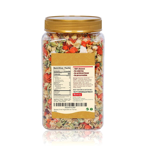 16 oz, Besway Dehydrated Vegetables Potatoes, Carrots, Onion Flakes, Cabbage, Celery, Bell Peppers, Perfect for Soups