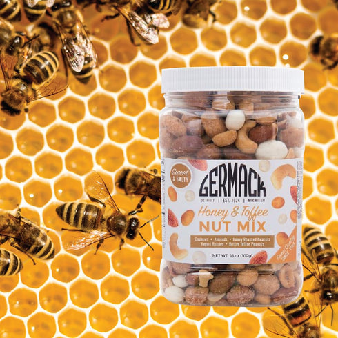 (Set 2, 18oz Germack - Honey Nut Toffee Nut Mix - Yogurt Raisins, Butter Toffee Peanuts, Honey Roasted Peanuts, Almonds
