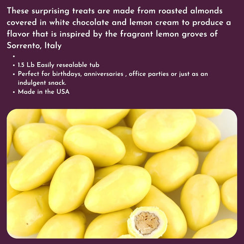 1.5 Lb Lemon Creme Chocolate Almonds - Tub