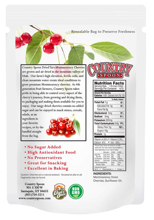 Country 1 Spoon No Sugar Added Dried Tart Montmorency Cherries, pound