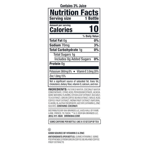 18 12 Pack Bai Antioxidant Infused Water Beverage, Shala Coconut Strawberry, with Vitamin C and No Artificial