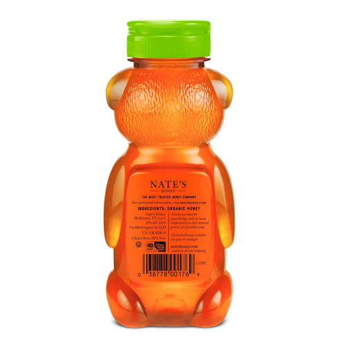 100% 12 oz Nate's Organic Pure, Raw & Unfiltered Honey - USDA Certified Organic - Squeeze Bottle