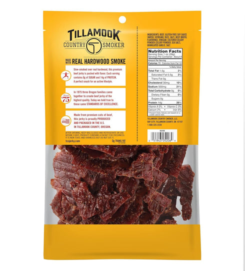 Country 6.5 Tillamook Smoker Keto Friendly Zero Sugar Beef Jerky, Original, Ounce
