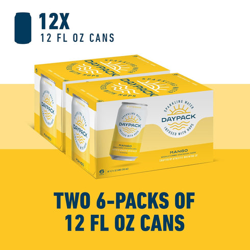 Daypack 12 Pack, 12 Oz Athletic Brewing Company Sparkling Water Infused With Hops, Gluten Free & Vegan Soda Water, Zero