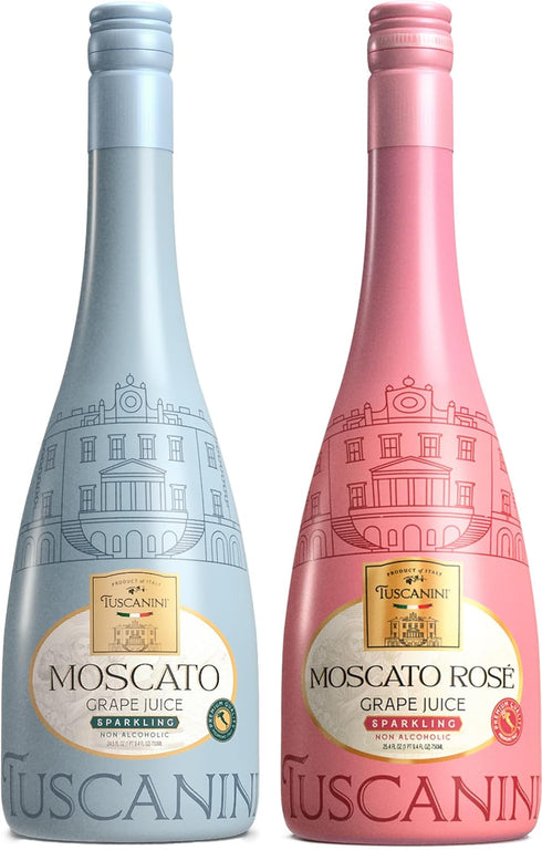 Tuscanini Italian Sparkling Grape Juice Gift Set, 25.3oz | Moscato & Rose