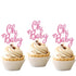 36 PCS Oh Baby Cupcake Toppers - Glitter Baby Shower Cupcake Picks Decorations for Kids Birthday Party Supplies (Pink)