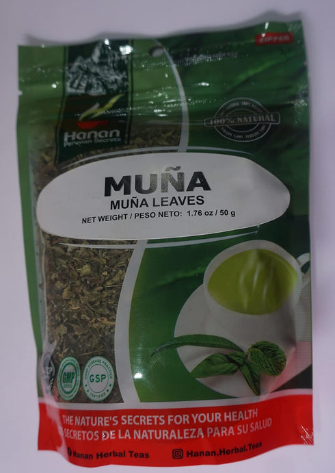 Hanan Peruvian Secrets Andean Mountains Mint Leaves (Te de MUÑA)| 100 % Minthostachys setosa | Naturally Supports Healthy Digestion, Cramps, Kidney Function, Flavor in Cooking and Essential Oil-Bag 1.76 oz / 50 g (Pack of 1)