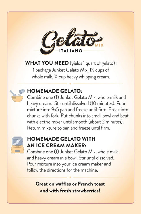 4 1 Frozen (Pack 6) Junket Gelato Mix: Strawberry Cheesecake Homemade Gelato Ice Cream Mix for Ice Cream Maker or Stir