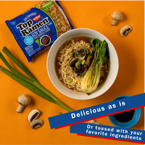 3 (Pack 24) Nissin Top Ramen Noodle Soup, Soy Sauce, Ounce