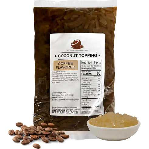 Soeos Coffee Flavored Coconut Jelly Strips, 2.2 lbs (1 Kg), Coffee Coconut