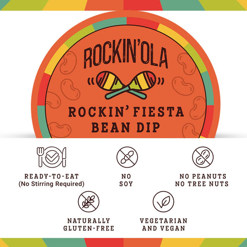 (10 Rockin'Ola Rockin' Fiesta Bean Dip, Shelf Stable Bean Dip Cups, Zesty Southwest Flavor, Perfect Sidekick