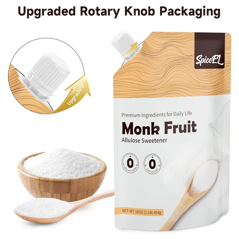 (1 lb Pack 3) SPICEEL Monk Fruit Sweetener with Allulose - White Sugar Substitute, Coffee, Tea, without Erythritol