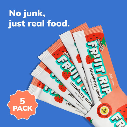 5 Packs 20 Packs Little Spoon Strawberry Smash Fruit Ripper, With Strawberry + Apple, Real Fruit Snack for Kids, No