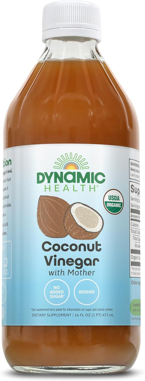 Dynamic Health Coconut Vinegar with Mother - USDA Organic Fermented Coconut Vinegar,