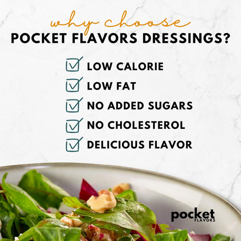 1 oz Pocket Flavors Low Calorie, Low Fat, Keto Friendly Salad Dressing - Ready to Serve Individual Pouches, each