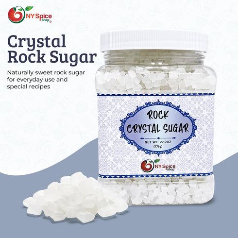 1.7 (27.2 NY SPICE SHOP Rock Crystal Sugar Pound Ounce) Jar Candy Crystals Sugar Rocks Whole Crystals Rock Candy Rock