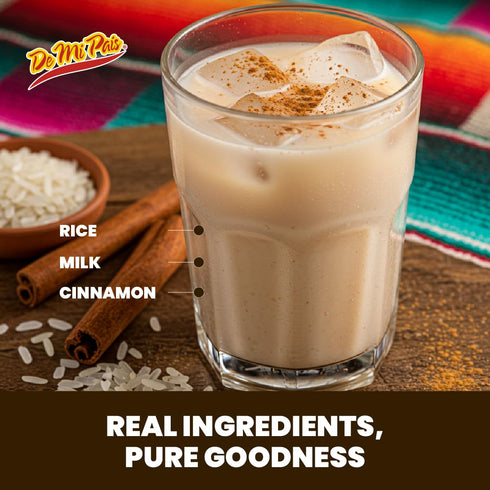 16.57 Oz, 6-Pack De Mi Pais Horchata Rice Milk Drink with Real Cinnamon Pieces, Made with Real Ingredients for a